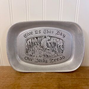 Antique Silver/Pewter Decorative Tray with Engraving